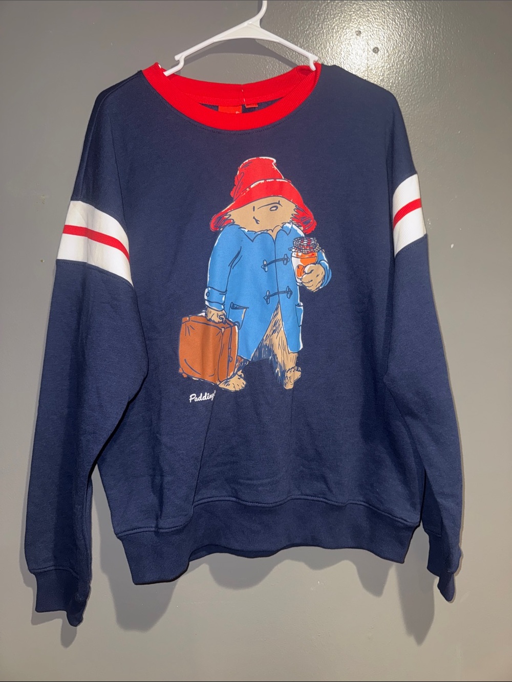 Paddington Navy Crewneck Sweatshirt with Paddington Bear Graphic and Red Trim